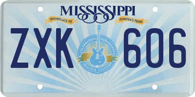 MS license plate ZXK606