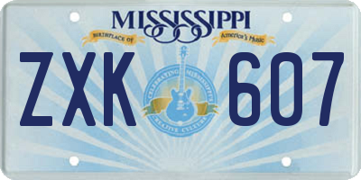MS license plate ZXK607