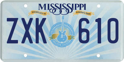 MS license plate ZXK610