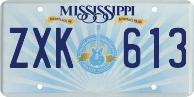 MS license plate ZXK613