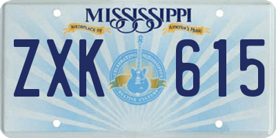 MS license plate ZXK615