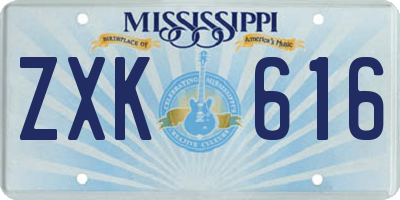 MS license plate ZXK616