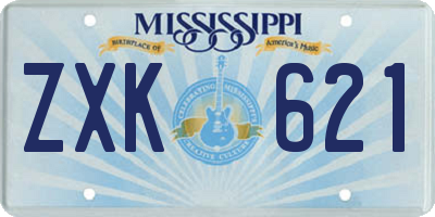 MS license plate ZXK621
