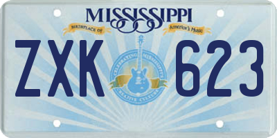 MS license plate ZXK623