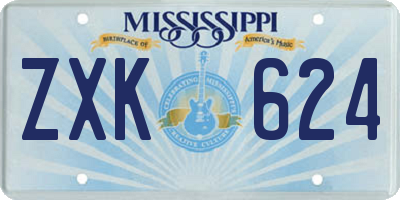 MS license plate ZXK624