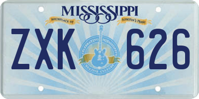 MS license plate ZXK626