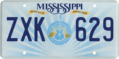 MS license plate ZXK629
