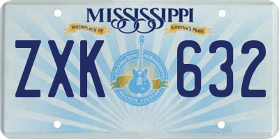 MS license plate ZXK632
