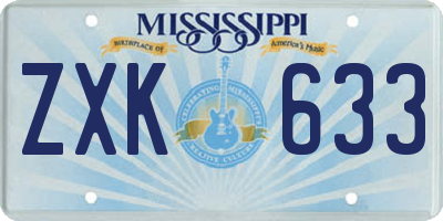 MS license plate ZXK633