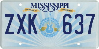 MS license plate ZXK637