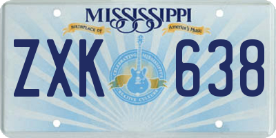 MS license plate ZXK638