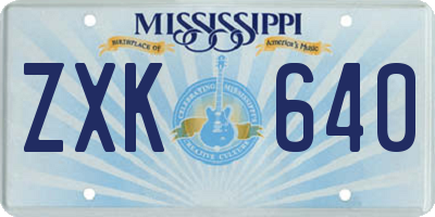 MS license plate ZXK640
