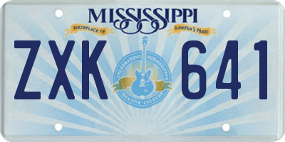 MS license plate ZXK641