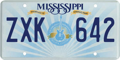 MS license plate ZXK642