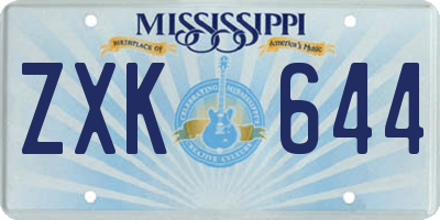 MS license plate ZXK644