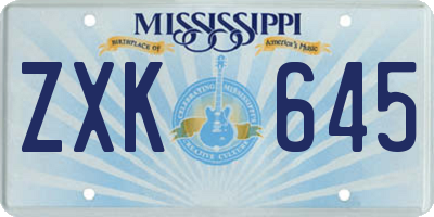 MS license plate ZXK645