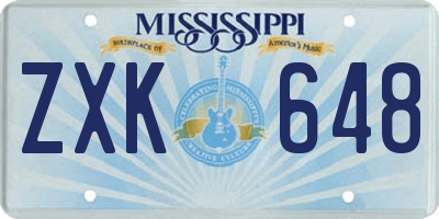 MS license plate ZXK648