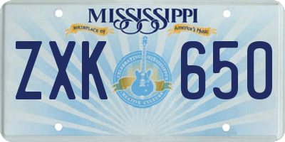 MS license plate ZXK650