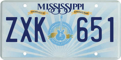 MS license plate ZXK651