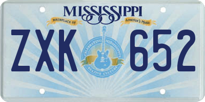 MS license plate ZXK652