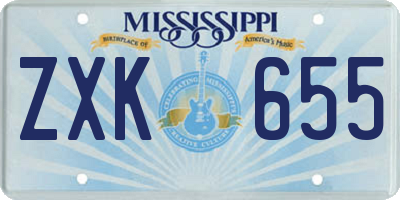 MS license plate ZXK655