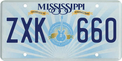 MS license plate ZXK660