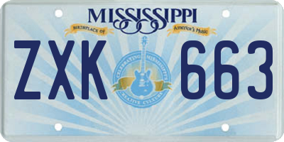 MS license plate ZXK663