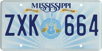 MS license plate ZXK664