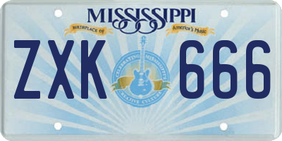 MS license plate ZXK666