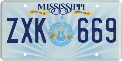 MS license plate ZXK669