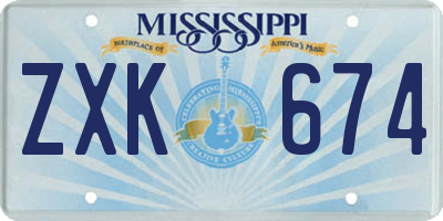 MS license plate ZXK674