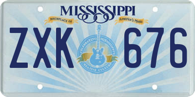 MS license plate ZXK676