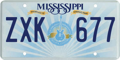 MS license plate ZXK677