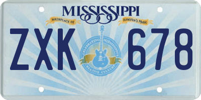 MS license plate ZXK678
