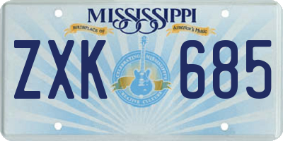 MS license plate ZXK685