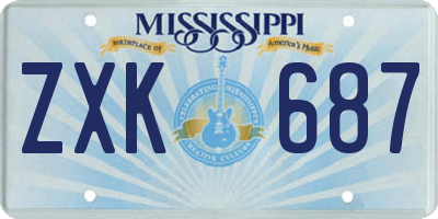 MS license plate ZXK687