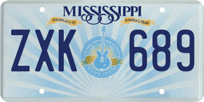 MS license plate ZXK689