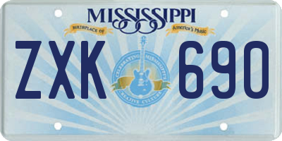 MS license plate ZXK690