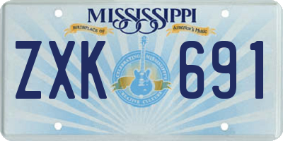 MS license plate ZXK691