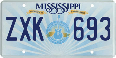 MS license plate ZXK693