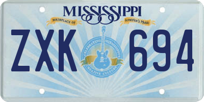 MS license plate ZXK694
