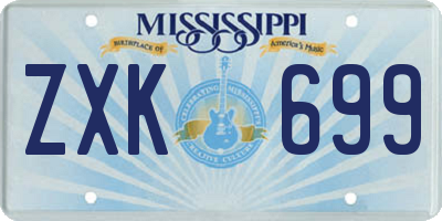 MS license plate ZXK699