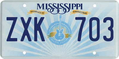 MS license plate ZXK703