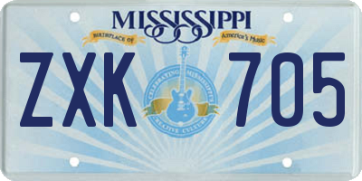 MS license plate ZXK705