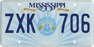 MS license plate ZXK706
