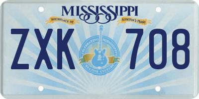MS license plate ZXK708