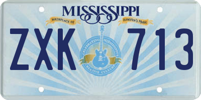 MS license plate ZXK713