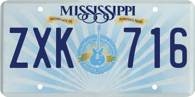 MS license plate ZXK716