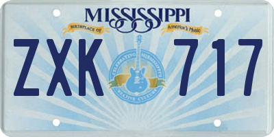MS license plate ZXK717