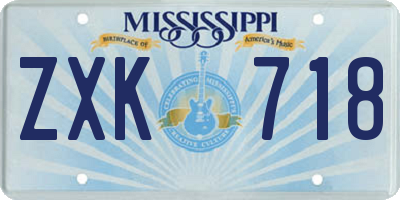 MS license plate ZXK718